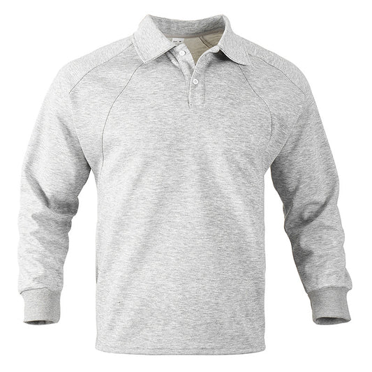 Loookus - Men's Fashion Lapel loose solid color casual long sleeve polo shirt