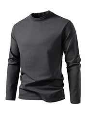 Loookus - Long Sleeve Waffle Knit Double Round-Shape Henley Shirt