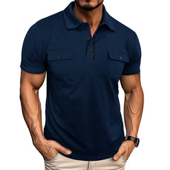 Loookus - 2025 Men's short-sleeved Cotton Polo T-shirt With Two Pockets