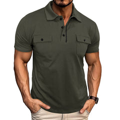 Loookus - 2025 Men's short-sleeved Cotton Polo T-shirt With Two Pockets