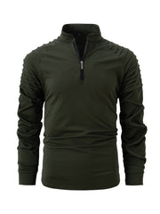 Loookus - Men's Long-Sleeve Casual Sports Jacket with Patchwork and Zip-Up Closure