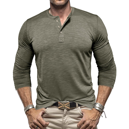 Loookus - Long Sleeve Soft Henley Shirt