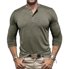 Loookus - Long Sleeve Soft Henley Shirt
