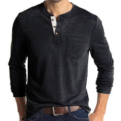 Loookus - 2025 Man's Long Sleeve Knit Henley
