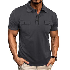Loookus - 2025 Men's short-sleeved Cotton Polo T-shirt With Two Pockets