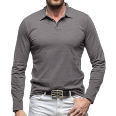 Loookus - Long Sleeve Soft Polo Shirt