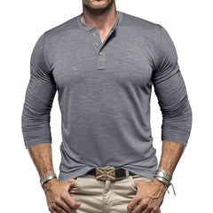 Loookus - Long Sleeve Soft Henley Shirt