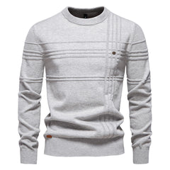 Loookus - New men's round-neck, long-sleeved slim fit knitted four textured sweater