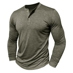Loookus - Long Sleeve Soft Henley Shirt