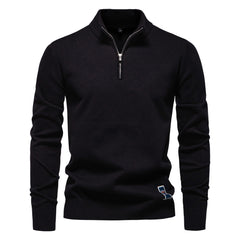 Loookus - New Men's sweater with a half-zippered pure color knit sweater