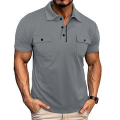 Loookus - 2025 Men's short-sleeved Cotton Polo T-shirt With Two Pockets