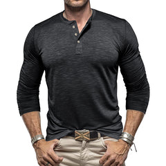 Loookus - Long Sleeve Soft Henley Shirt
