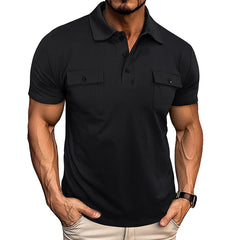Loookus - 2025 Men's short-sleeved Cotton Polo T-shirt With Two Pockets
