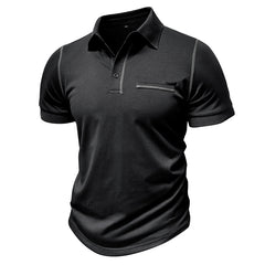 Loookus - Men's short-sleeved Cotton Polo T-shirt with Pocket Line