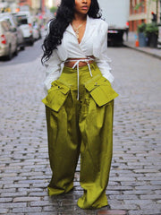 Loookus - Cargo Pocket Wide Leg Pants