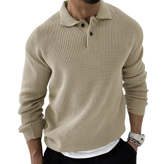Loookus - Casual solid color men's knitted long sleeve sweater