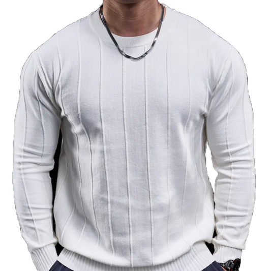 Loookus - Gentleman's Everyday Pure Color in Line Pattern Fit Long Shirt