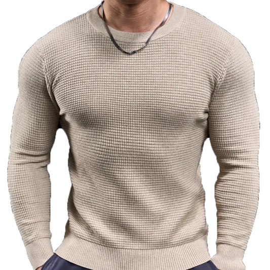 Loookus - Gentleman's Everyday Pure Color in Waffle Pattern Fit Long Shirt