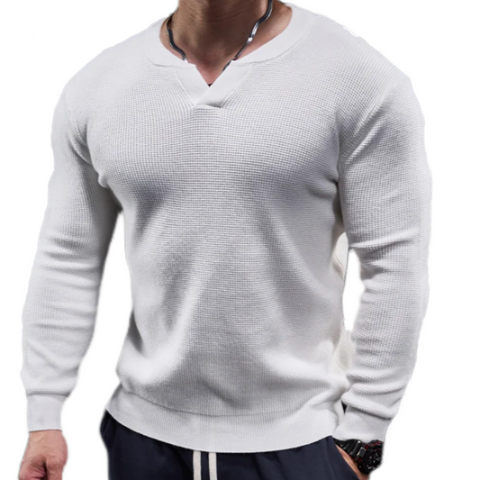 Loookus - Men's V-Neck Long Sleeve Sports Training Shirt
