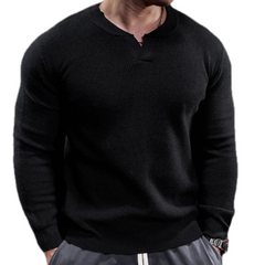 Loookus - Men's V-Neck Long Sleeve Sports Training Shirt