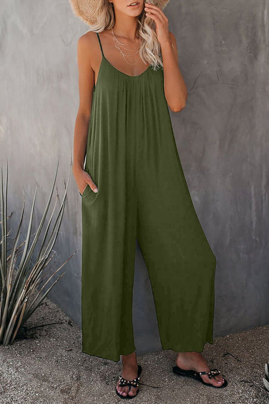 Loookus - Strap Jumpsuit Women's New Solid Color Pocket Casual Jumpsuit