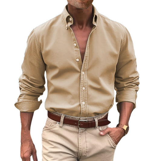 Loookus - Men's Vintage Premium Washed Long Sleeve Shirt