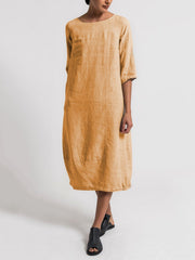 Loookus - Crew Neck 3/4 Sleeve Casual Solid Casualdress