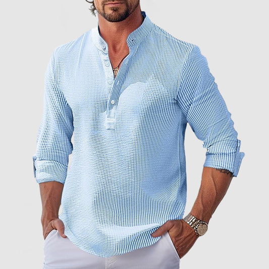Loookus - Men's Casual Beach Everyday Pineapple Textured Cotton Shirt