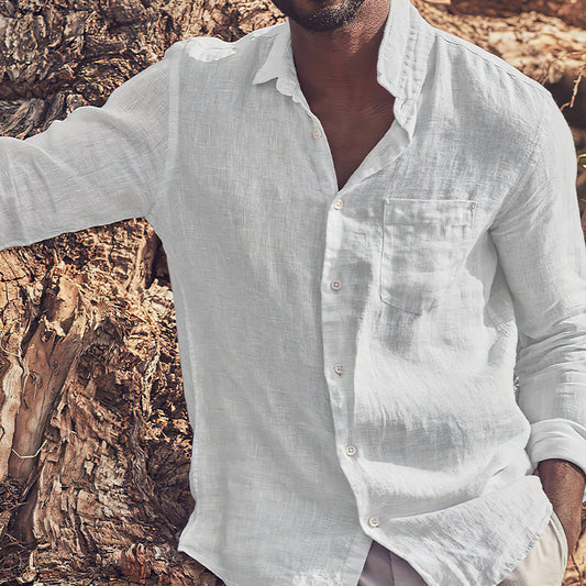 Loookus - Men's Casual Vacation Cotton Linen Shirt
