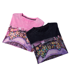 Loookus - American retro Bling Girl Streetwear Loose Tee