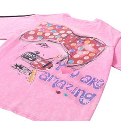 Loookus - American retro Bling Girl Streetwear Loose Tee
