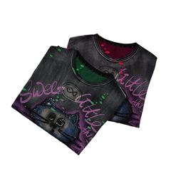 Loookus - American Retro Chubby Cat Riot Graffiti Dreamscape Tee