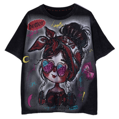 Loookus - American Retro Sunglass Babe Street Glare Sketch Tag Tee