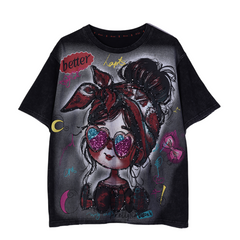 Loookus - American Retro Sunglass Babe Street Glare Sketch Tag Tee