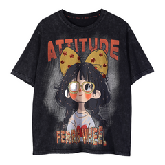 Loookus - American Retro Bow Girl in Bubble Pop Color Clash Tee