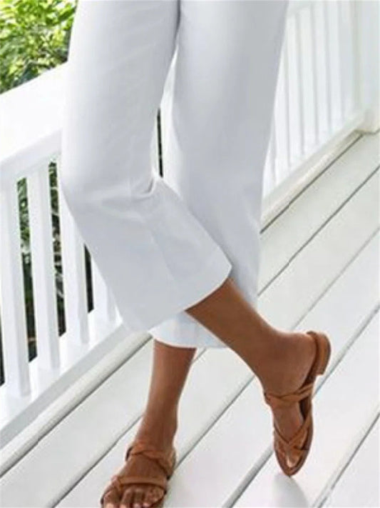 Loookus - Women's Chinos Capri shorts Cotton And Linen Black White Red Fashion Casual Daily Side Pockets Calf-Length Comfort Plain S M L XL 2XL