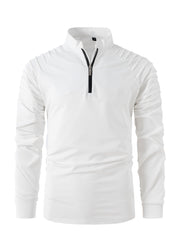 Loookus - Men's Long-Sleeve Casual Sports Jacket with Patchwork and Zip-Up Closure