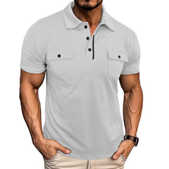 Loookus - 2025 Men's short-sleeved Cotton Polo T-shirt With Two Pockets