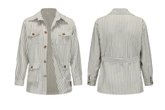 Loookus - Striped Multi Pockets Jackets