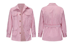 Loookus - Striped Multi Pockets Jackets