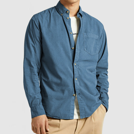 Loookus - Men's Basic Casual Cotton Pocket Shirt
