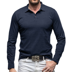 Loookus - Long Sleeve Soft Polo Shirt