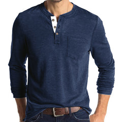 Loookus - 2025 Man's Long Sleeve Knit Henley