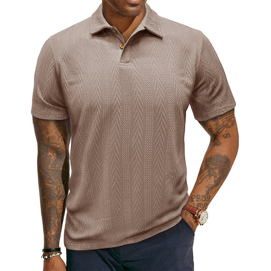 LOOOKUS - 2025 Men's Texture Casual and Comfortable Short Sleeve Polo Shirt