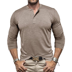 Loookus - Long Sleeve Soft Henley Shirt