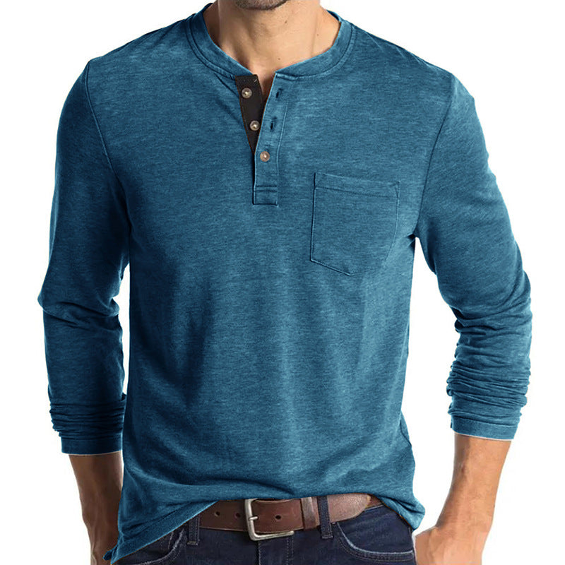 Loookus - 2025 Man's Long Sleeve Knit Henley