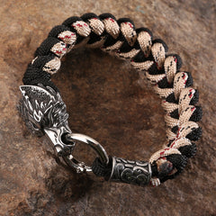 Viking Rune Wolf Head Stainless Steel Bracelet