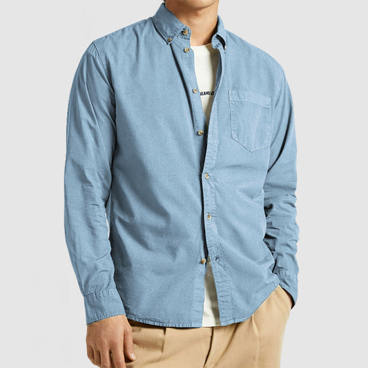 Loookus - Men's Basic Casual Cotton Pocket Shirt