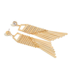 Loookus - Gold Super Fairy Earrings With Tassels And Diamonds