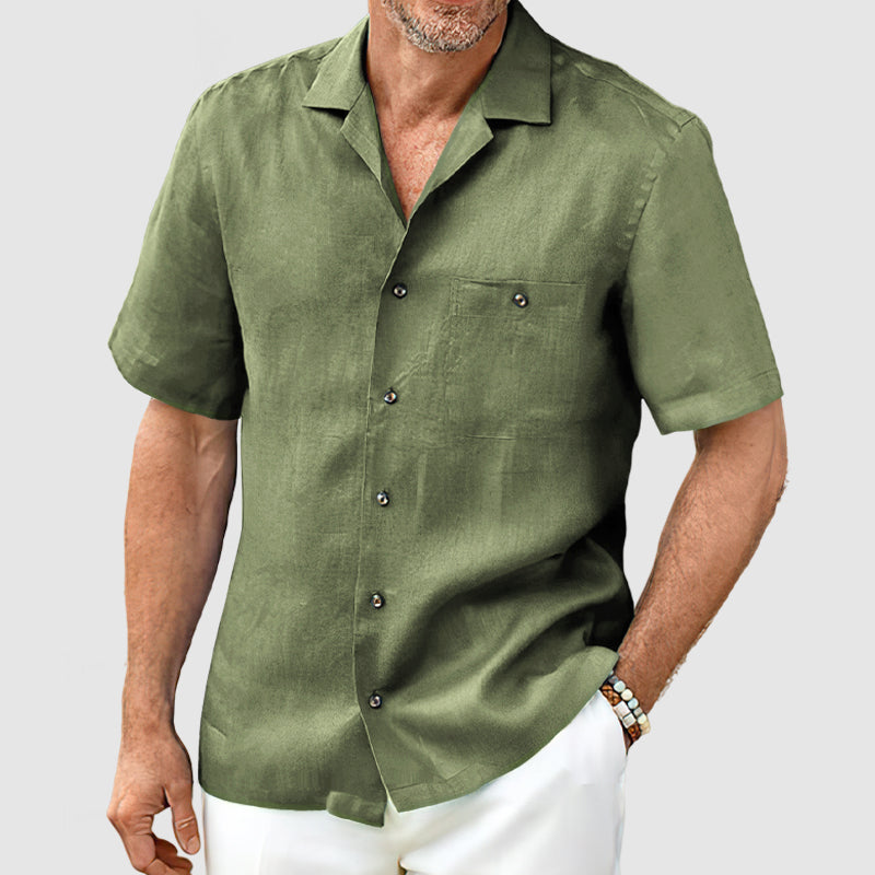 Loookus - Men's Casual Cotton Linen Pocket Shirt